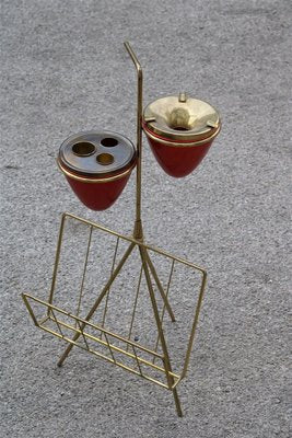 Italian Brass Ashtray with Magazine Rack, 1950s-EH-942018