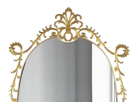 Italian Brass Baroque Style Decorative Wall Mirror, 1960s-RD-2022619