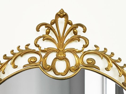 Italian Brass Baroque Style Decorative Wall Mirror, 1960s-RD-2022619