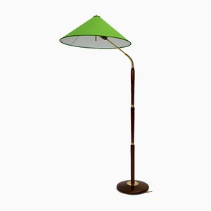 Italian Brass & Beech Floor Lamp, 1940s-NB-604724