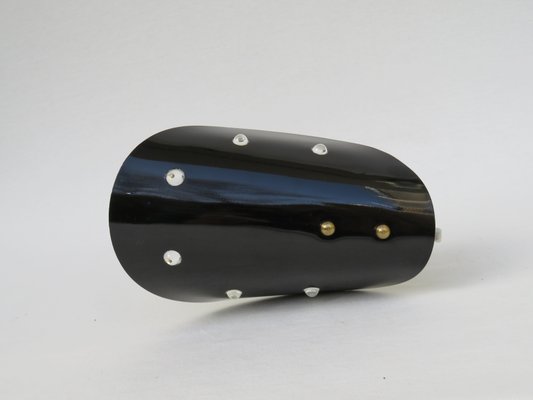 Italian Brass, Black Lacquered Aluminum and Glass Bead Sconces, 1950s, Set of 2-EY-681693