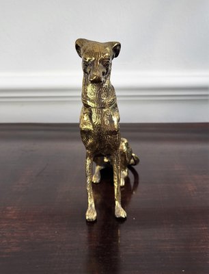 Italian Brass Bronze Desk Top Dog Sculptures or Paperweights, 1960s, Set of 2-EUP-1437159