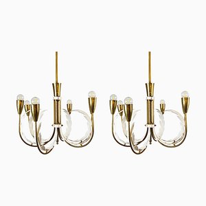 Italian Brass Chandeliers, Set of 2-FGA-923344