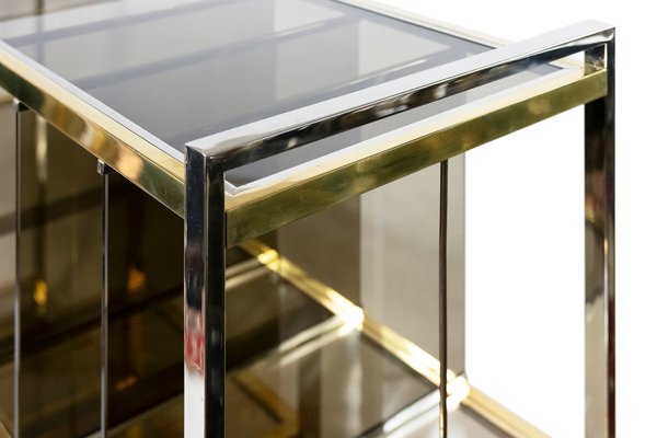 Italian Brass, Chrome, Glass Console Table by Serantoni&arcangeli, 1970s-ZVH-2017193