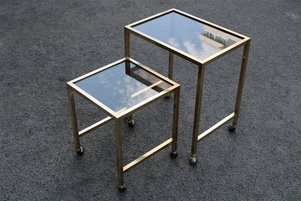 Italian Brass Coffee Tables, 1970s, Set of 2-EH-675731