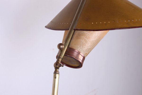 Italian Brass Conical Floor Lamp attributed to Stilnovo, 1950s-EMB-1759542