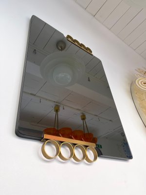 Italian Brass Disc Smoke Gray Tinted Glass Mirror attributed to Modernindustria, 1970s, Set of 2-FUE-1398907