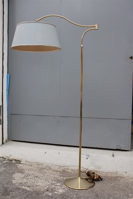 Italian Brass & Fabric Floor Lamp, 1950s-EH-807353