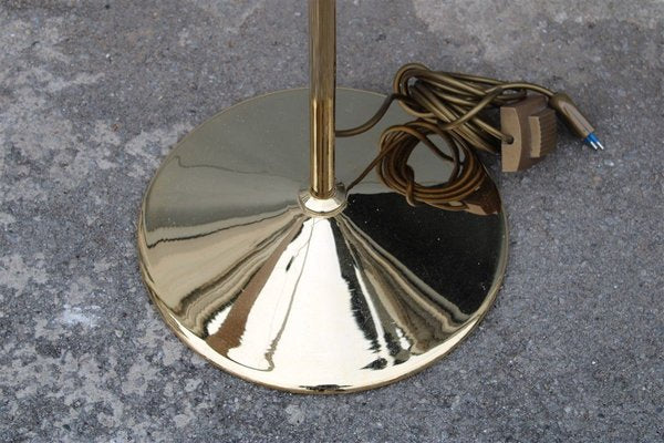 Italian Brass & Fabric Floor Lamp, 1950s-EH-807353