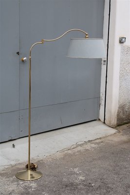 Italian Brass & Fabric Floor Lamp, 1950s-EH-807353