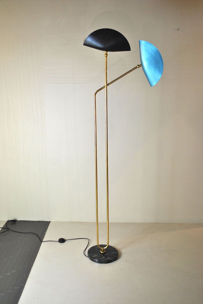 Italian Brass Floor Lamp with Marble Base by Cellule Creative Studio for Misia Arte