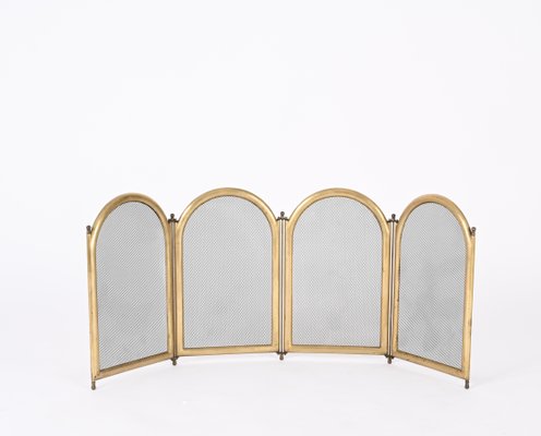 Italian Brass Folding Fireplace Screen, Italy, 1960s-JDR-1803446