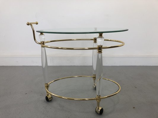 Italian Brass & Glass Bar Serving Cart Trolley, 1970s-JWH-1304255