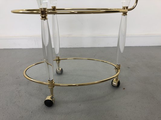 Italian Brass & Glass Bar Serving Cart Trolley, 1970s-JWH-1304255