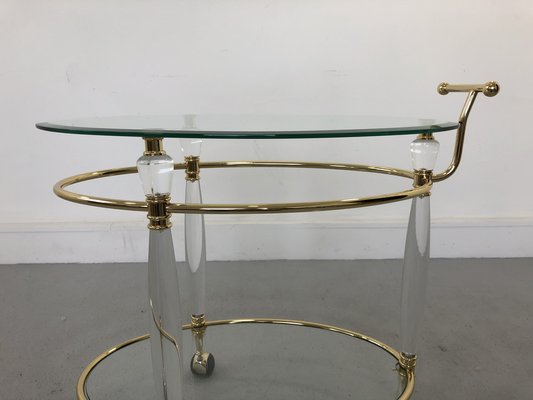 Italian Brass & Glass Bar Serving Cart Trolley, 1970s-JWH-1304255