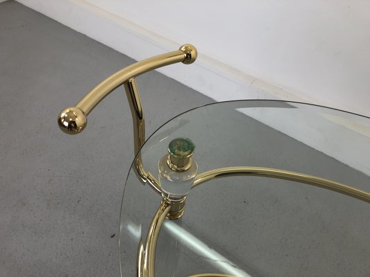 Italian Brass & Glass Bar Serving Cart Trolley, 1970s-JWH-1304255