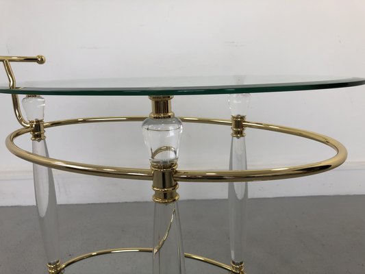 Italian Brass & Glass Bar Serving Cart Trolley, 1970s-JWH-1304255