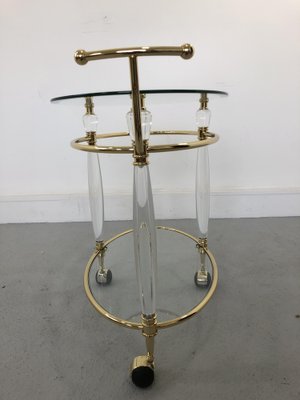 Italian Brass & Glass Bar Serving Cart Trolley, 1970s-JWH-1304255