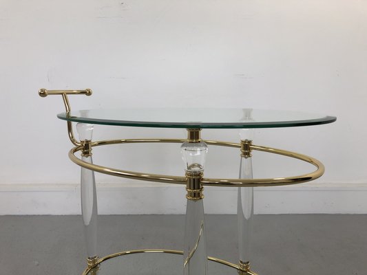 Italian Brass & Glass Bar Serving Cart Trolley, 1970s-JWH-1304255