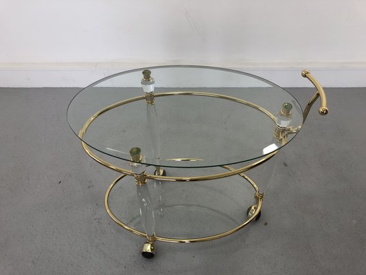 Italian Brass & Glass Bar Serving Cart Trolley, 1970s-JWH-1304255