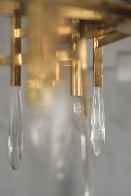 Italian Brass & Glass Icicles Chandelier by Gaetano Sciolari, 1970s-ZAA-604760