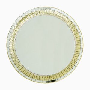 Italian Brass & Golden Crystal Mirror by Cristal Arte, 1960s-YJA-1257607