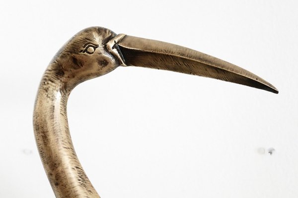 Italian Brass Heron or Crane, 1970s-VNE-966030