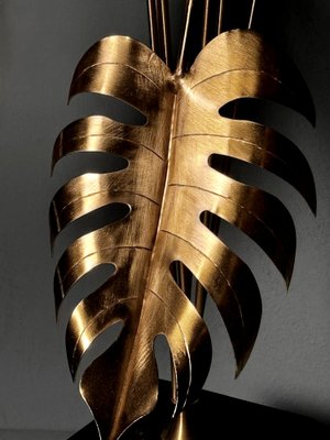 Italian Brass Plant Sculpture Mounted on Black Marquinia Marble, 1990-QRS-2031392