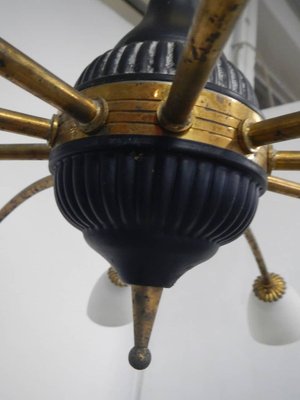 Italian Brass-Plated Metal Ceiling Lamp, 1940s-WWQ-781929