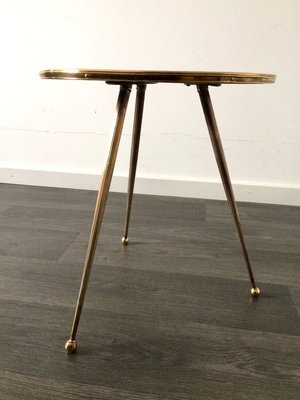 Italian Brass Tripod Side Table with Printed Top, 1950s-RQV-841168