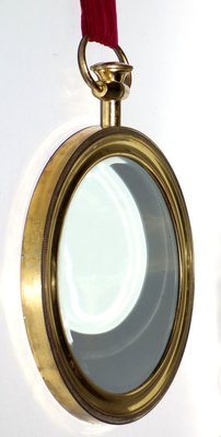 Italian Brass & Velvett Wall Mirror, 1950s-KGD-758056