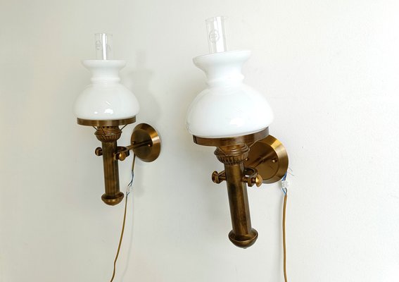 Italian Brass Wall Lamps, 1960s, Set of 2-IRH-1816860