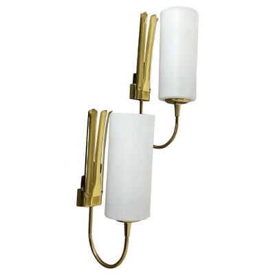 Italian Brass Wall Light Sconces, Italy, 1950s, Set of 2-QZ-1124215