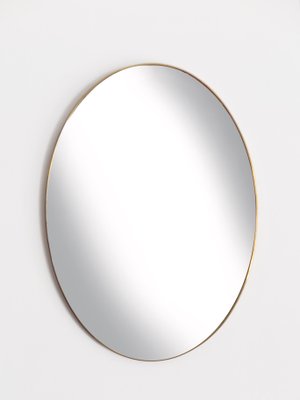 Italian Brass Wall Mirror, 1950s-CC-946145