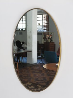 Italian Brass Wall Mirror, 1950s-CC-946145