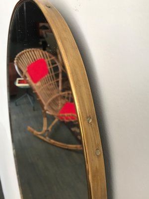 Italian Brass Wall Mirror, 1950s-CC-946145