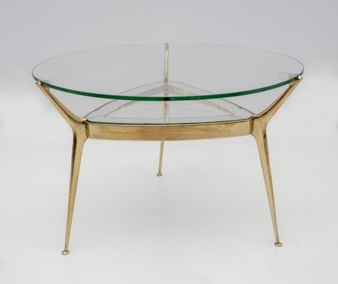 Italian Bronze and Glass Coffee Table attributed to Cesare Lacca for Fontana Arte, 1950s-FER-1807269