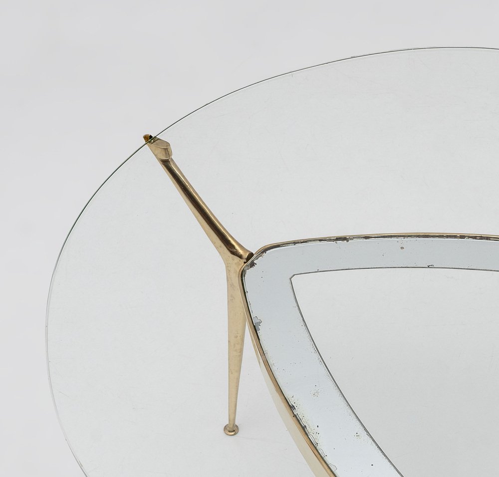 Italian Bronze and Glass Coffee Table attributed to Cesare Lacca for Fontana Arte, 1950s