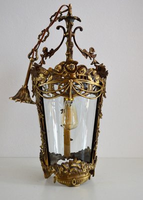 Italian Bronze Lantern with Flowers and Garlands, 1950s-VNE-966101