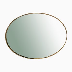 Italian Bronzed Glass Oval Wall Mirror, 1970s-ZST-1080574