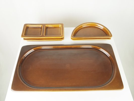 Italian Brown Glazed Ceramic Appetizer Dishes by F. Bettonica for Gabbianelli, 1965, Set of 5-RD-1769604