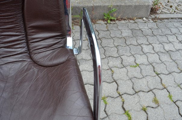 Italian Brown Leather and Chrome Dining Chairs from Cidue, 1960s, Set of 6-UF-1374404