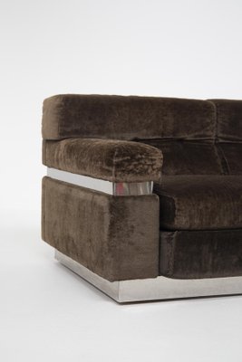 Italian Brown Velvet and Steel Sofa by Vittorio Introini-RCE-1099521