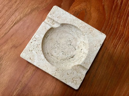 Italian Brutalist Ashtray in Travertine by Fratelli Mannelli, 1970s-JP-967432