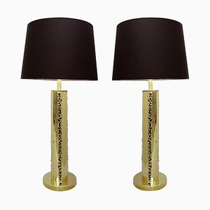 Italian Brutalist Brass Table Lamps, Set of 2-FGA-923528