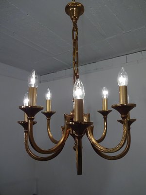 Italian Brutalist Bronze Chandelier, 1960s-RDW-546950