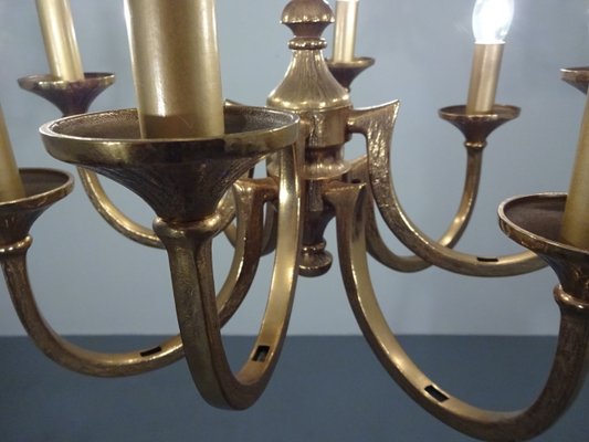 Italian Brutalist Bronze Chandelier, 1960s-RDW-546950