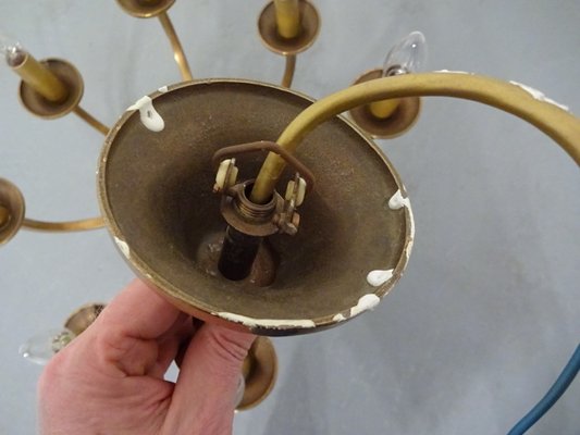 Italian Brutalist Bronze Chandelier, 1960s-RDW-546950