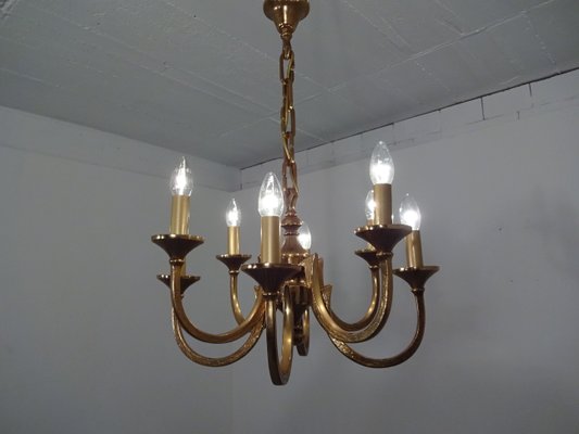 Italian Brutalist Bronze Chandelier, 1960s-RDW-546950