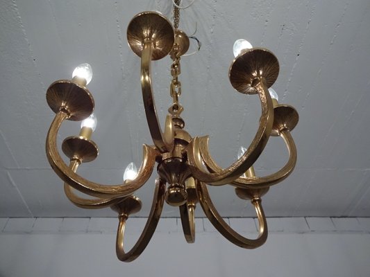 Italian Brutalist Bronze Chandelier, 1960s-RDW-546950